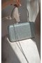 Women's Silver Kumsim (Non-Sim-Removable) Stylish Evening Dress Portfolio Bag with Extra Chain and Detachable Handle