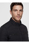 Black Regular Fit Stand Collar Men's Leather Look Coat - 3