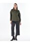 Shirt Collar Suede Blouse Dark Khaki - 2