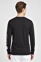 Men Crew Neck Long Sleeve Brand Logo T-Shirt, Black - 3