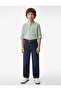 Buttoned Stand Collar Cotton Basic School Shirt
