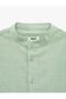 Buttoned Stand Collar Cotton Basic School Shirt - 5