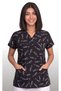 Women's V-Neck Bat Sleeve Ataturk Signature Blue, Red, Black Terycotton Doctor Scrubs Uniform Single Top