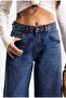 Women's Blue 2W6-8 Palazzo Fit Belt Detailed Special Design Denim Jeans - 4