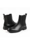 Black Leather Women's Chelsea Boots with Elastic on Both Sides and Gold Accessories