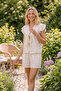 Ecru Muslin Flounce Shorts Set