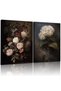 Signtouch Vintage Dark Floral Wrap Framed Canvas Wall Art Set of 2 40x60 cm