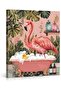Signtouch Tropical Flamingo Bathtub Illustration Wrap Framed Wall Art 30x40 cm