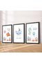 Signtouch Ocean Safari Animal Kids Wall Art 3-Piece Natural Wood Frame 40x60 cm