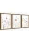 Signtouch Wildflower Pink Floral Nursery Framed Wall Art 3-Piece 50x70 cm