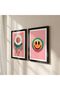 Signtouch Cute Daisy Smiley Pink Pop Kids Wall Art 2-Piece Black Frame 40x60 cm - 4