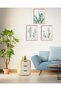Signtouch Navy Blue Floral Botanical Wall Art 3-Piece Wooden Frame 30x40 cm