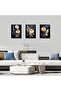 Signtouch Navy Blue Gold Floral Wrap Framed Canvas Wall Art Set of 3 40x60 cm - 5