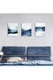 Signtouch Navy Blue Sea Wave Wrap Framed Canvas Wall Art Set of 3 30x40 cm - 4