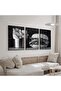 Signtouch Black White Burger Fries Canvas Wall Art Set of 3 Outer Frame 50x70 cm - 2