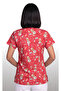 Women's V-Neck Bat Sleeve Teddy Bear Patterned Pink Terycotton Fabric Doctor Nurse Scrubs Uniform Single Top - 5