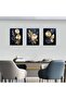 Signtouch Navy Blue Gold Floral Wrap Framed Canvas Wall Art Set of 3 40x60 cm - 3