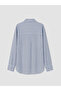 Özmarka New Season Blue Striped Oversize Women's Shirt - 7