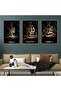 Signtouch Black Gold Arabic Allah Islamic Wall Art 3-Piece Gold Frame 30x40 cm - 4