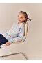 Girl's V-Neck Knit Sweater Baby Blue - 2