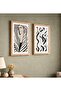 Signtouch Minimal Black White Line Wall Art 2-Piece Natural Wood Frame 40x60 cm