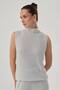 Women's Front Fully Stoned Knitwear Knitted Turtleneck Sleeveless Design Blouse - 5