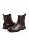 Brown Leather Women's Chelsea Boots with Elastic on Both Sides and Gold Accessories - 2