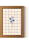 Signtouch Blush Striped Grid Minimal Blue Floral Wall Art Gold Frame 50x70 cm
