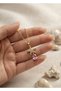 316L Steel Chain Gold Color Star Model Pink Drop Stone Detail Necklace - 3