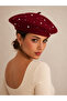 Burgundy Stone Detailed Painter Beret Bere1102 - 4