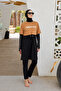 Sport Lycra Logo Detail Full Covered Hijab Swimsuit R140 Camel
