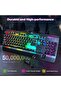 تيك نيت كيبورد العاب ار جي بي، كيبورد كمبيوتر سلكي USB مع اضاءة RGB 15 منطقة، لوحة معدنية بالكامل، 2 - 4