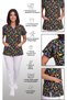 Women's V-Neck Bat Sleeve Dinosaur Patterned Black Terycotton Fabric Doctor Nurse Scrubs Uniform Single Top - 6