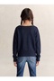 Girl's Boat Neck Knitwear Sweater Navy Blue - 2