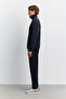 Men's Black Stand Collar Zippered Modal Blend Soft Touch Regular Fit Sweatshirt A62Y1271 - 3