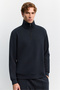 Men's Black Stand Collar Zippered Modal Blend Soft Touch Regular Fit Sweatshirt A62Y1271 - 5