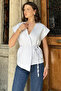 Women's Double-Breasted Collar Waist-Tie Detailed Lined Vest
