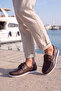 Marin Boat Shoe, 100% Genuine Leather Brown Rubber Non-Yellowing Sole Men's Boat Shoe Moccasin Laofer C - 5