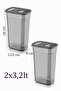 Te-150 2-Pack Detergent Storage Box Labeled Storage Container Multi-Purpose Storage Container Set with Sliding Lid Food and Powder Detergent Storage Container 3.2Lt - 7
