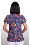 Women's V-Neck Bat Sleeve Butterfly Patterned Navy Blue Terycotton Doctor Nurse Scrubs Uniform Single Top - 5