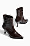 Bitter Brown Patent Leather Thin Heeled Pointed Toe Women's Boots - 4