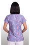 Women's V-Neck Bat Sleeve Ribbon Patterned Lilac Terycotton Fabric Doctor Nurse Scrubs Uniform Single Top - 5