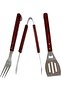 BBQ Tool Set 3 Pieces with Wooden Handles, Tongs Spatula Meat Fork for Grilling Camping Outdoor Cooking