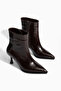 Bitter Brown Patent Leather Thin Heeled Pointed Toe Women's Boots