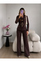 Belted Gold Buttoned Jacket Trousers Double Blazer Suit - 3