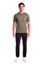 Men's Regular Fit Logo Embroidered Short Sleeve Khaki T-Shirt - 2