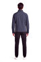 Men's Regular Fit Alcantara Detailed Stand Collar Long Sleeve Blue Jacket - 3