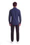Men's Regular Fit Cotton Logo Embroidered Long Sleeve Navy Blue Shirt - 3