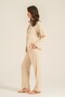 Women's Beige Woven Fabric Shirt Pajama Set, Viscose Fabric - 2