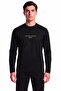 Men's Regular Fit Logo Patterned Crew Neck Long Sleeve Black T-Shirt